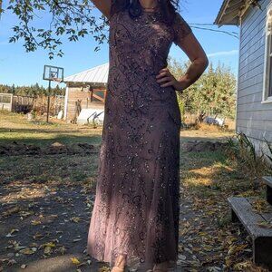 Beautiful Pissaro Nights Brand beaded maxi dress with a 1920s flair